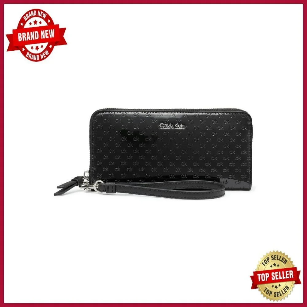 Saffiano Zip-Around Wallet Wristlet - Faux Leather, Multi-Compartment